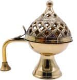 Handcrafted Brass Dhoop Dani with Dome Lid & Handle
