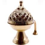 Handcrafted Brass Dhoop Dani with Dome Lid & Handle - Image 3