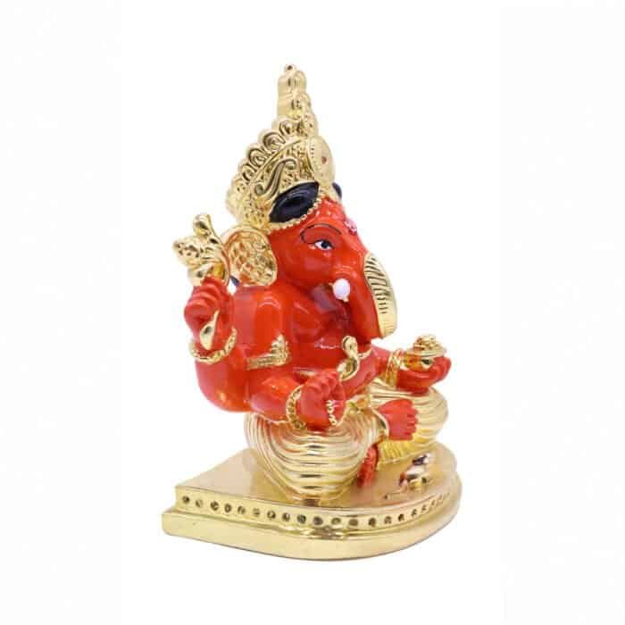 Ganesha/Ganpati Gold Plated Idol 14cm for Temple/Home/Gifting - Image 2