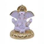 Lord Ganesha/Ganpati Idol in White & Gold