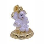 Lord Ganesha/Ganpati Idol in White & Gold - Image 2
