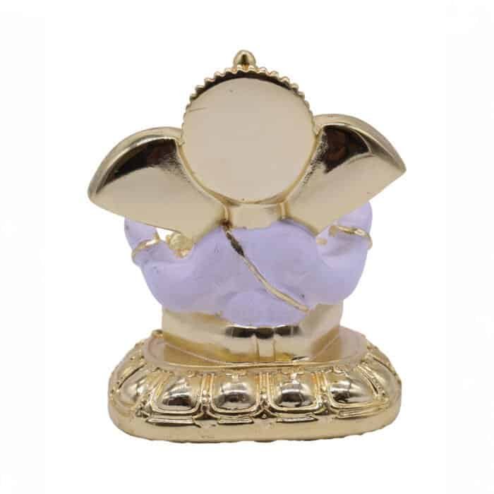 Lord Ganesha/Ganpati Idol in White & Gold - Image 4