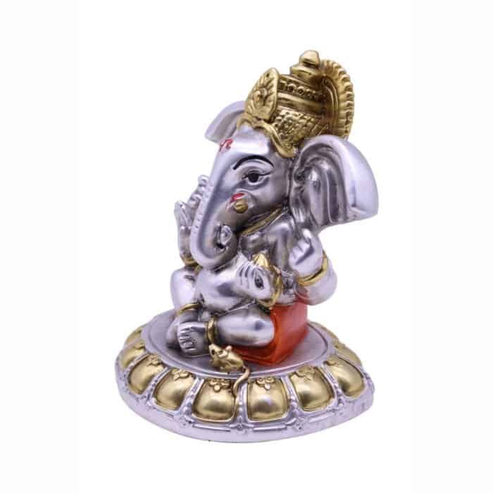 Lord Ganesha/Ganpati Idol in Silver & Gold for Home/ Office/ Gifting - Image 3