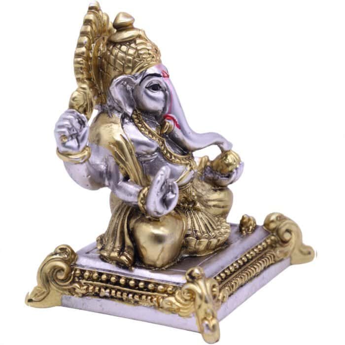 Lord Ganesha/Ganpati Idol in Silver & Gold for Dashboard/ Home/ Office/ Gifting - Image 2