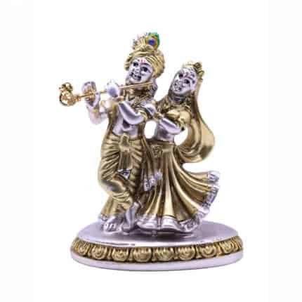 Radha Krishna Idol in Silver & Gold for Home/ Office/ Gifting