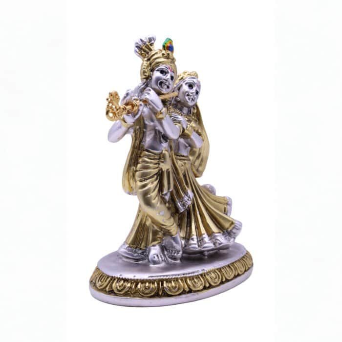 Radha Krishna Idol in Silver & Gold for Home/ Office/ Gifting - Image 2