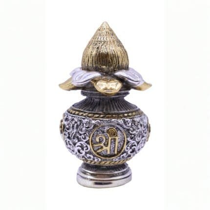 Kalash in Silver & Gold with Shree & Swastika Symbol for Home/ Temple/ Office/ Gifting