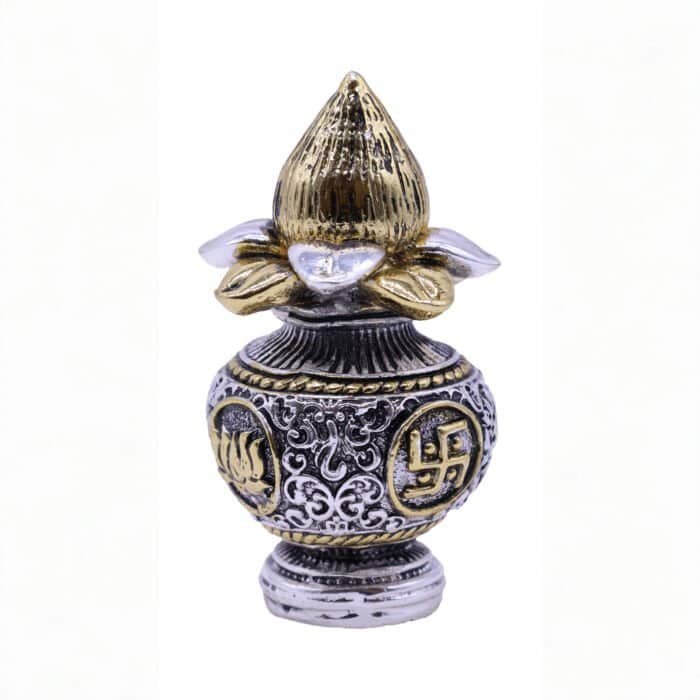 Kalash in Silver & Gold with Shree & Swastika Symbol for Home/ Temple/ Office/ Gifting - Image 2