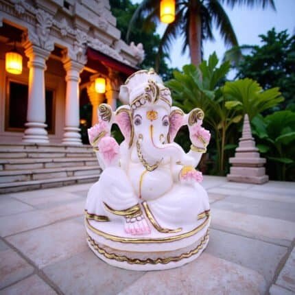 Handcrafted Ganesha/Ganpati Marble Idol 14cm for Home Temple, Gifting