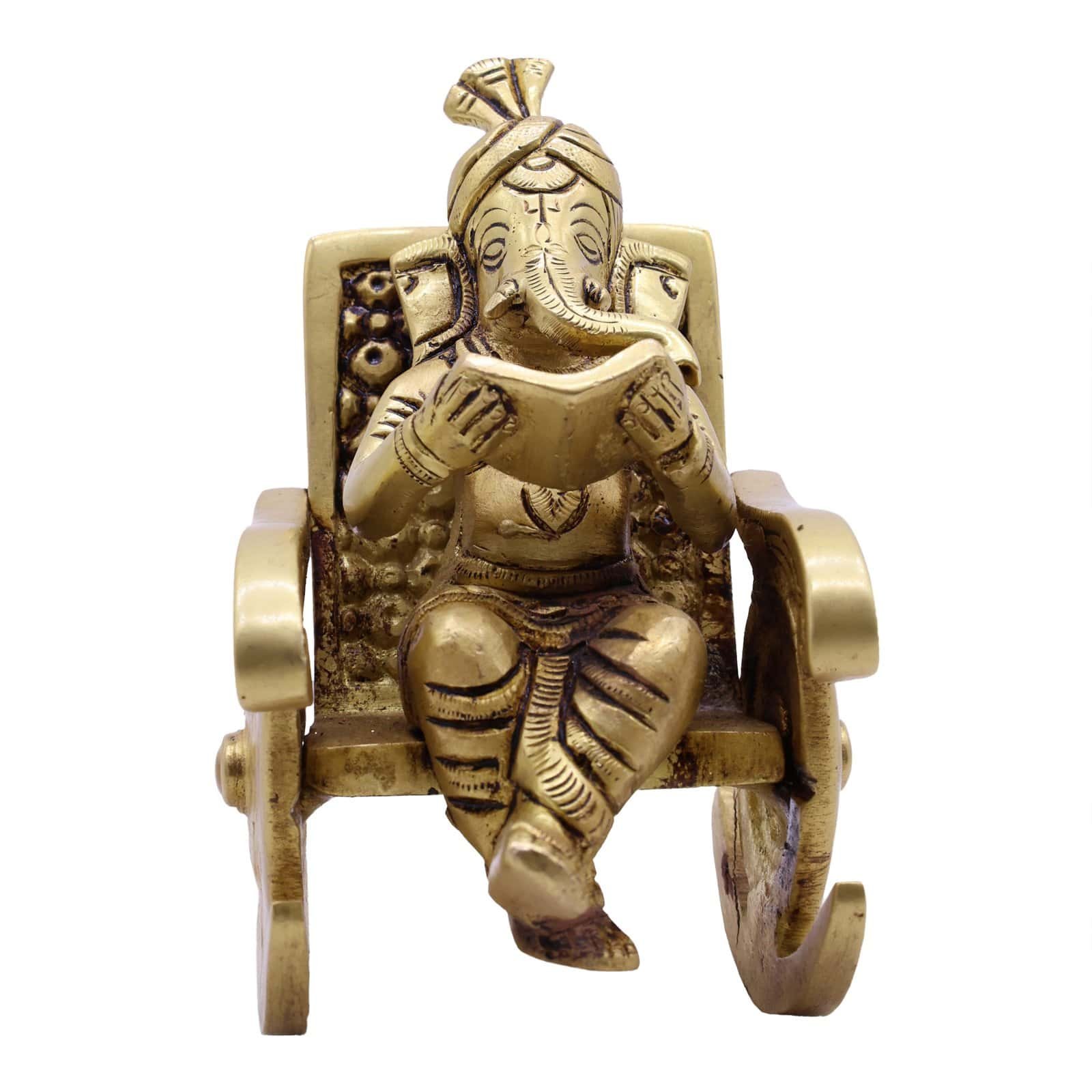 a82c2de6382d454d92ee707ca7ba2085 Brass Ganesha/Ganpati on a rocking chair for Home/ Office/ Gifting - Image 1
