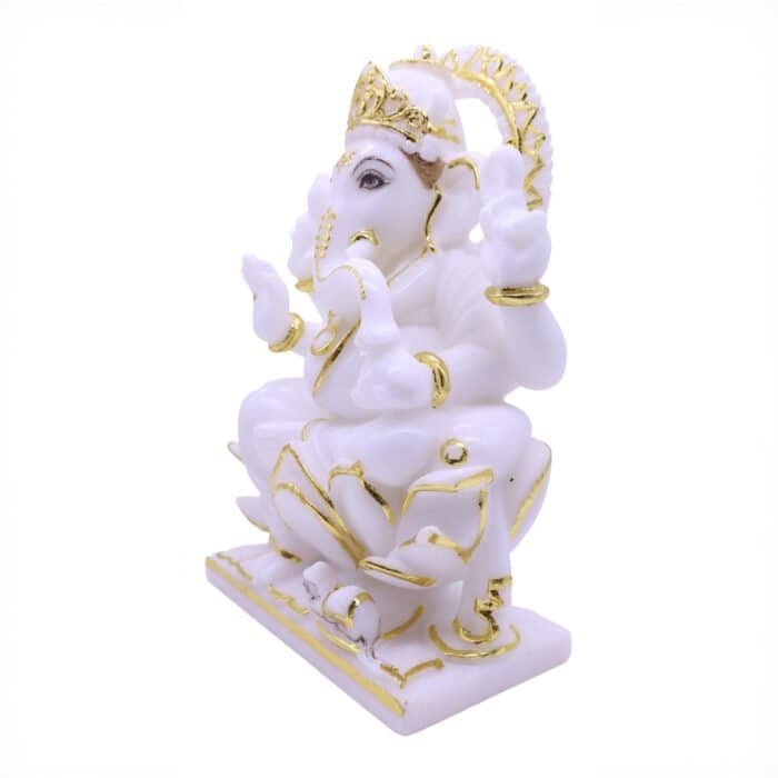 Exquisite Handcrafted Marble Ganesha/Ganpati Idol 20cm for Temple/ Gifting - Image 3