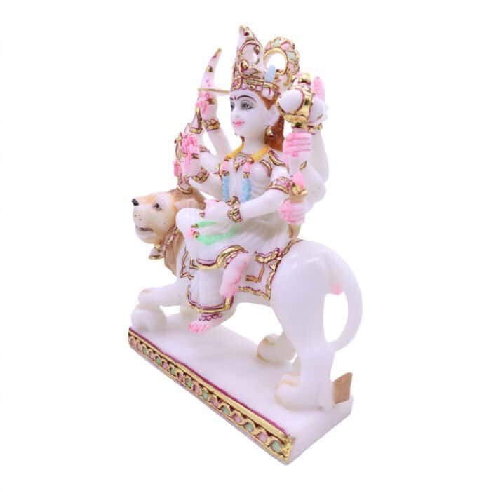 Handcrafted Marble Idol of Goddess Durga for Home/ Temple/ Gifting - Image 4