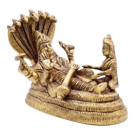 Lord Vishnu with Goddess Lakshmi on Sheshnaag Brass Idol for Home/ Temple/ Gifting