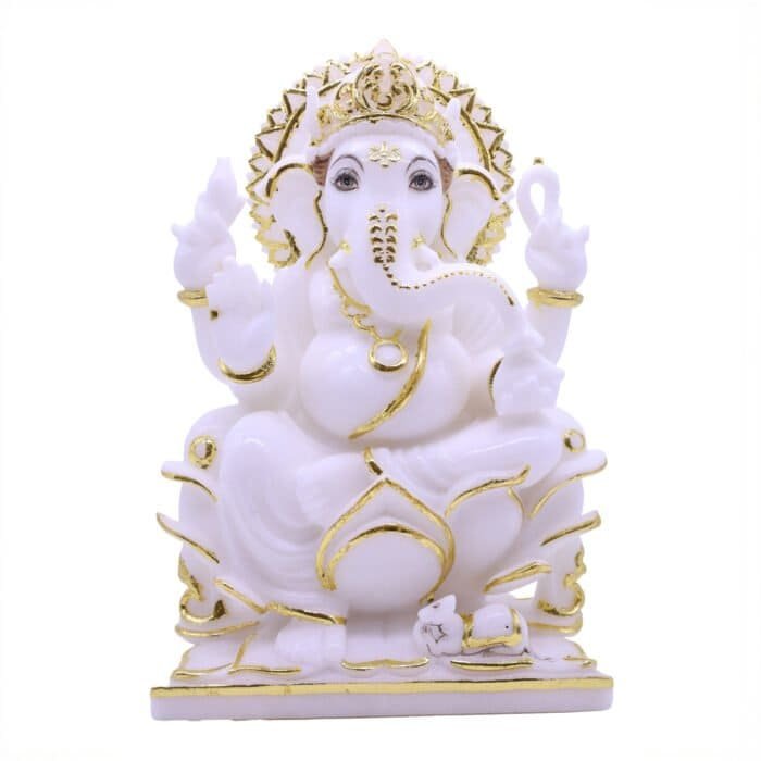 Exquisite Handcrafted Marble Ganesha/Ganpati Idol 20cm for Temple/ Gifting - Image 2