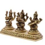 Handcrafted Brass Lakshmi Ganesha Saraswati Idol (Large) - Image 3
