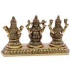 Handcrafted Brass Lakshmi Ganesha Saraswati Idol (Large) - Image 4