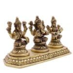 Handcrafted Brass Lakshmi Ganesha Saraswati Idol (Large) - Image 2