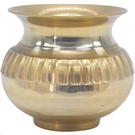 Brass Lota/Kalash with Ribbed Design for Puja/ Temple Use