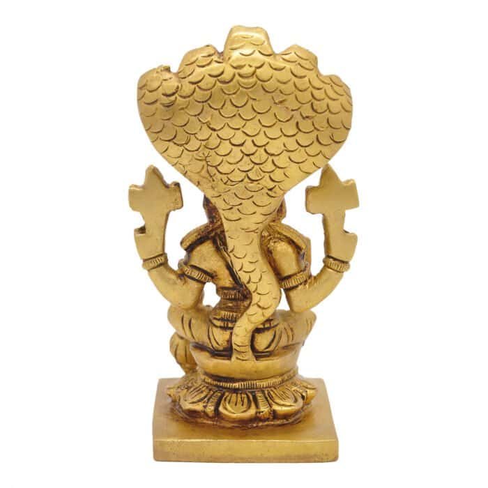 Handcrafted Brass Idol of Lord Vishnu on Sheshnaag for Home/ Temple/ Gifting - Image 3