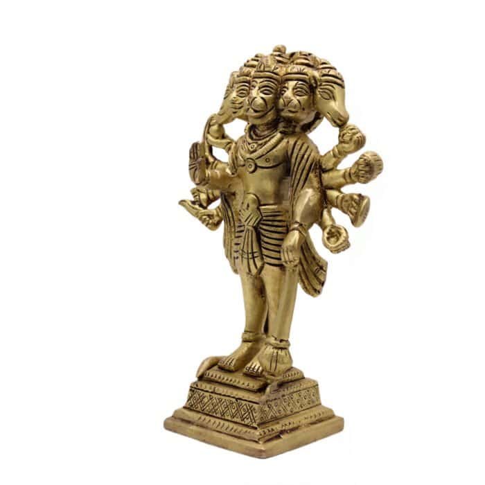 Handcrafted Panchmukhi Hanuman Idol in Brass for Office/ Home Decor/ Gifting - Image 2