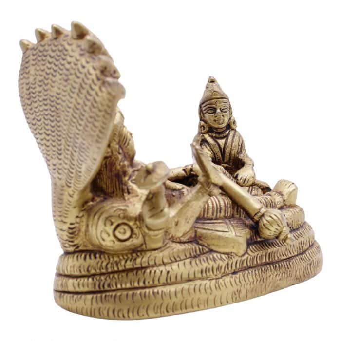 Lord Vishnu with Goddess Lakshmi on Sheshnaag Brass Idol for Home/ Temple/ Gifting - Image 3
