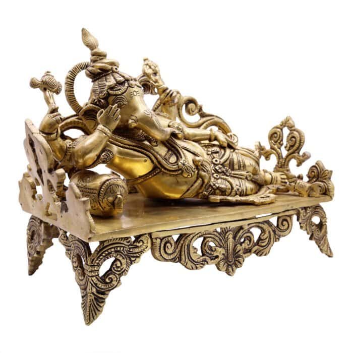Beautifully Handcrafted Large Ganesha idol in a reclining pose for Home/ Office/ Gifting - Image 3