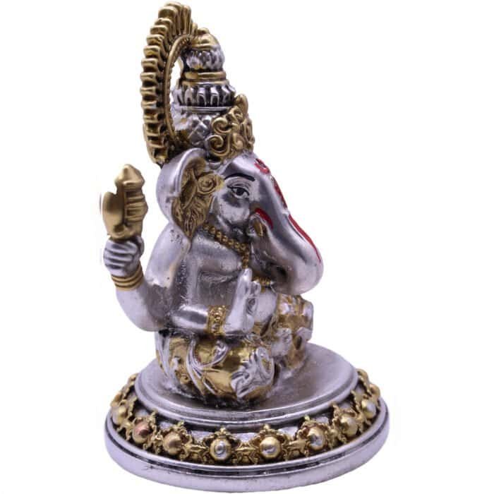 Beautifully crafted Lord Ganesha idol in a silver and gold finish in Polyresin - Image 3