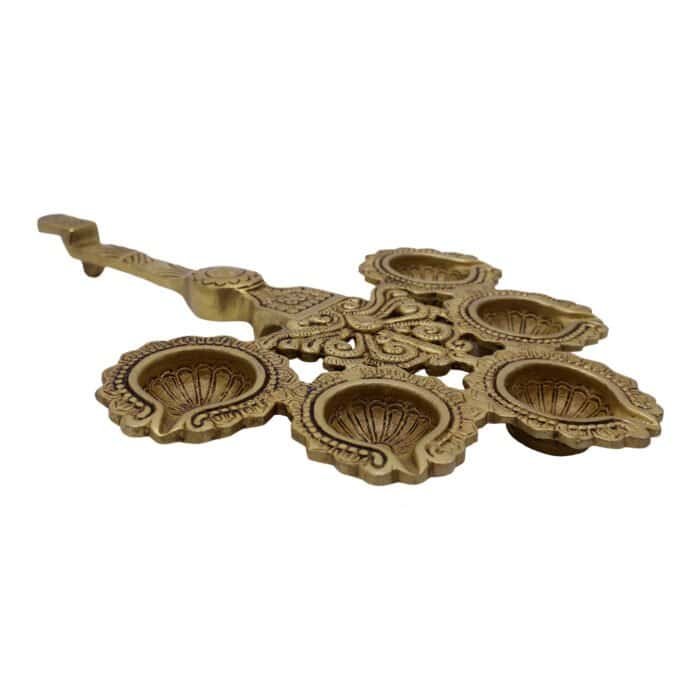 Handcrafted 5 wick Diya for Puja - Image 3