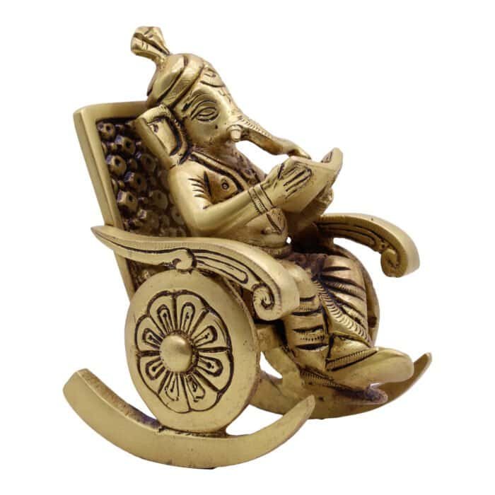 Brass Ganesha/Ganpati on a rocking chair for Home/ Office/ Gifting - Image 4