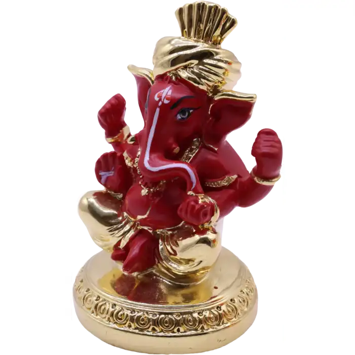 Red Ganesha/Ganpati with Gold Accents for Home/ Car/ Office - Image 2