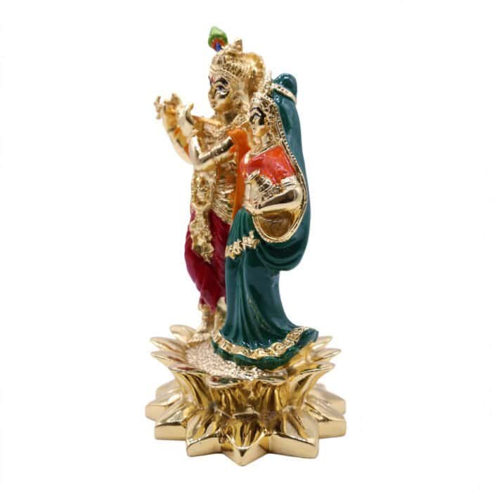 Fiber Radha Krishna Idol in Gold & Multicolor for Car/ Gifting/ Home - Image 3