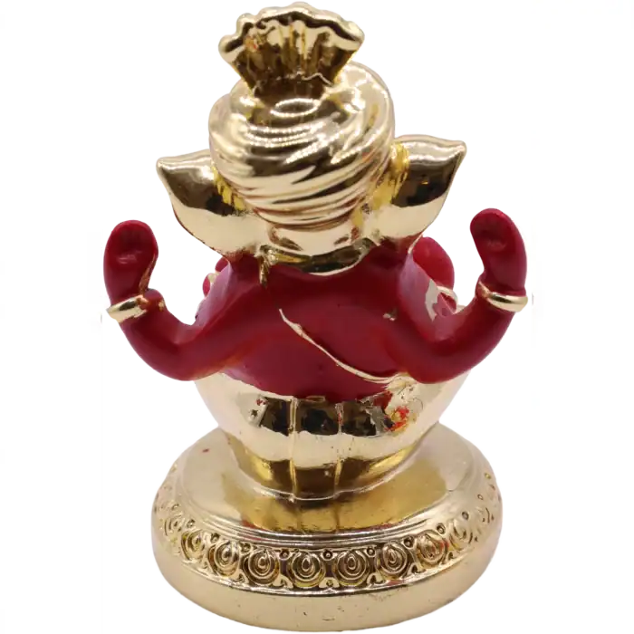 Red Ganesha/Ganpati with Gold Accents for Home/ Car/ Office - Image 3