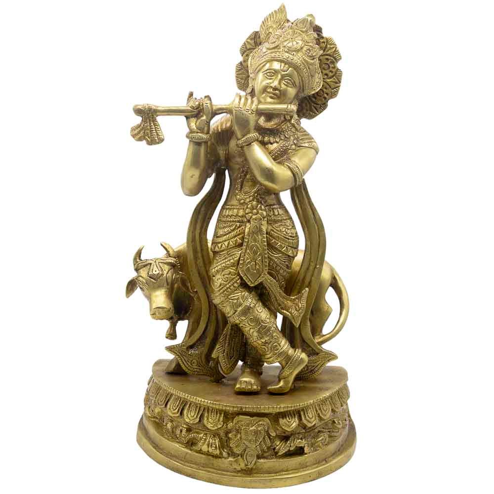 1052038 BR SC COW KRISHNA PLAYING FLUTE - Image 1