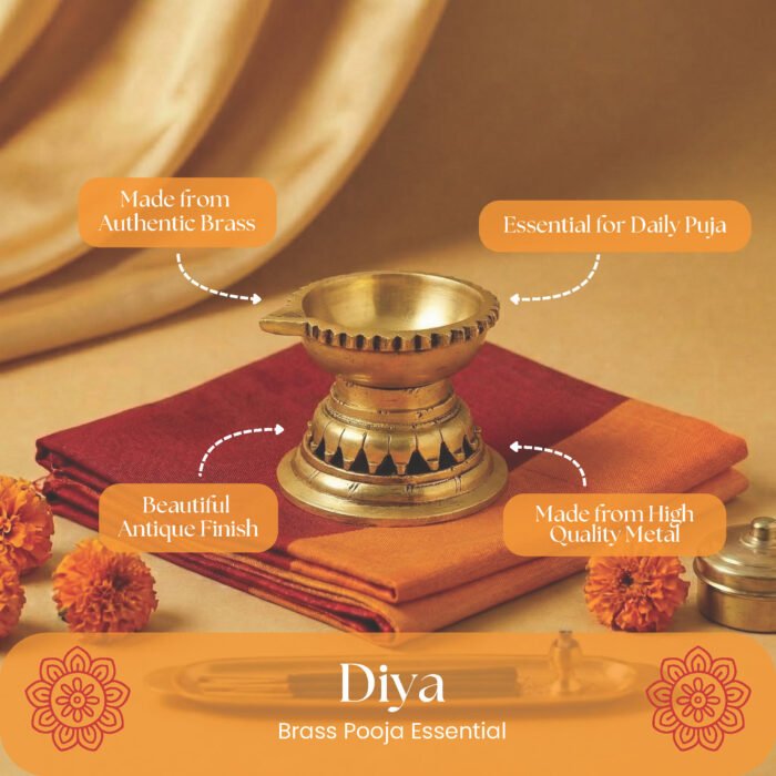 BRASS SINGLE FACE FINE DIYA - Image 2