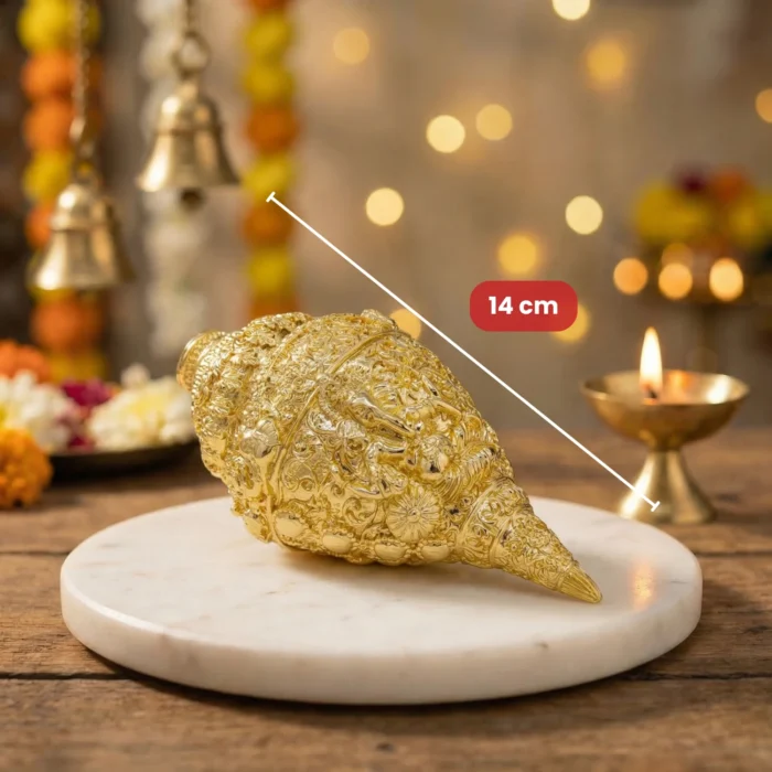 Handcrafted Dahsvtaar Shankh in Silver/Gold, perfect for Home Decor, Tample & Gifting - Image 3