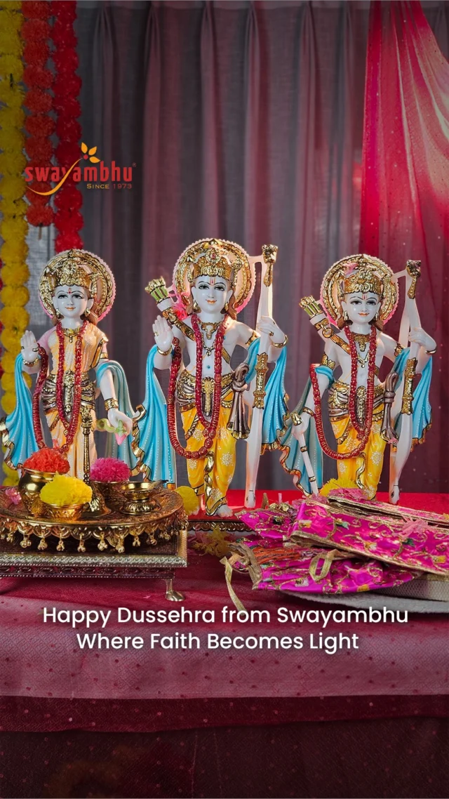 This Dussehra, let light guide your steps and faith fill your home.
In every form of Ram, Sita, and Lakshman lies the promise of peace, courage, and compassion.
✨ Bring home divine harmony. Bring home Swayambhu.

👉 Explore our Dussehra Collection crafted to bless every home with grace and strength.
#Swayambhu #Dussehra2025 #RamSitaLakshman #DivinePresence #FaithInForm #SacredArtistry
#MarbleMurtis #BringHomeLight #VictoryOfDharm