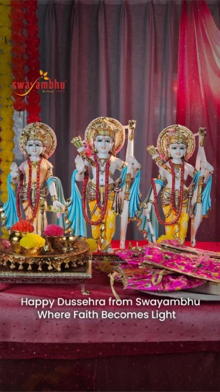 This Dussehra, let light guide your steps and faith fill your home.
In every form of Ram, Sita, and Lakshman lies the promise of peace, courage, and compassion.
✨ Bring home divine harmony. Bring home Swayambhu.

👉 Explore our Dussehra Collection crafted to bless every home with grace and strength.
#Swayambhu #Dussehra2025 #RamSitaLakshman #DivinePresence #FaithInForm #SacredArtistry
#MarbleMurtis #BringHomeLight #VictoryOfDharm