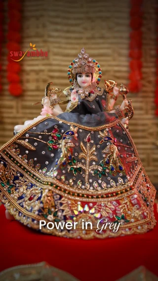 Katyayani Devi ⚔️✨ is the fierce form of Durga who destroyed Mahishasura and restored dharma. She stands as the protector of truth and the symbol of courage.

Grey reflects balance, power, and the calm strength within. Worshipping her removes negativity and fills life with fearlessness.

🌺 Invite her protective energy into your home with a Swayambhu murti, a divine reminder of strength born from devotion.

#Navratri2025 #Katyayani #GreyPower #FierceGoddess #DivineStrength #NavratriColors #PowerOfShakti #DeviBlessings #FestivalOfFaith #SwayambhuMurti #BringHerHome
