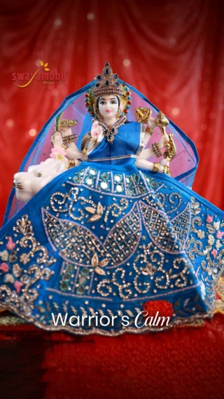 Chandraghanta Devi 💙✨ is the warrior goddess who rides into battle with a crescent moon on her forehead. She symbolizes bravery, protection, and the power to destroy negativity.

Royal Blue reflects her courage balanced with calmness. Worshipping her removes fear and fills life with strength and peace.

🌺 Bring home her protective blessings this Navratri with a Swayambhu murti, carved with devotion.

#Navratri2025 #Chandraghanta #RoyalBlue #WarriorGoddess #DivineProtection #NavratriColors #PowerOfShakti #DeviBlessings #SacredEnergy #SwayambhuMurti #BringHerHome